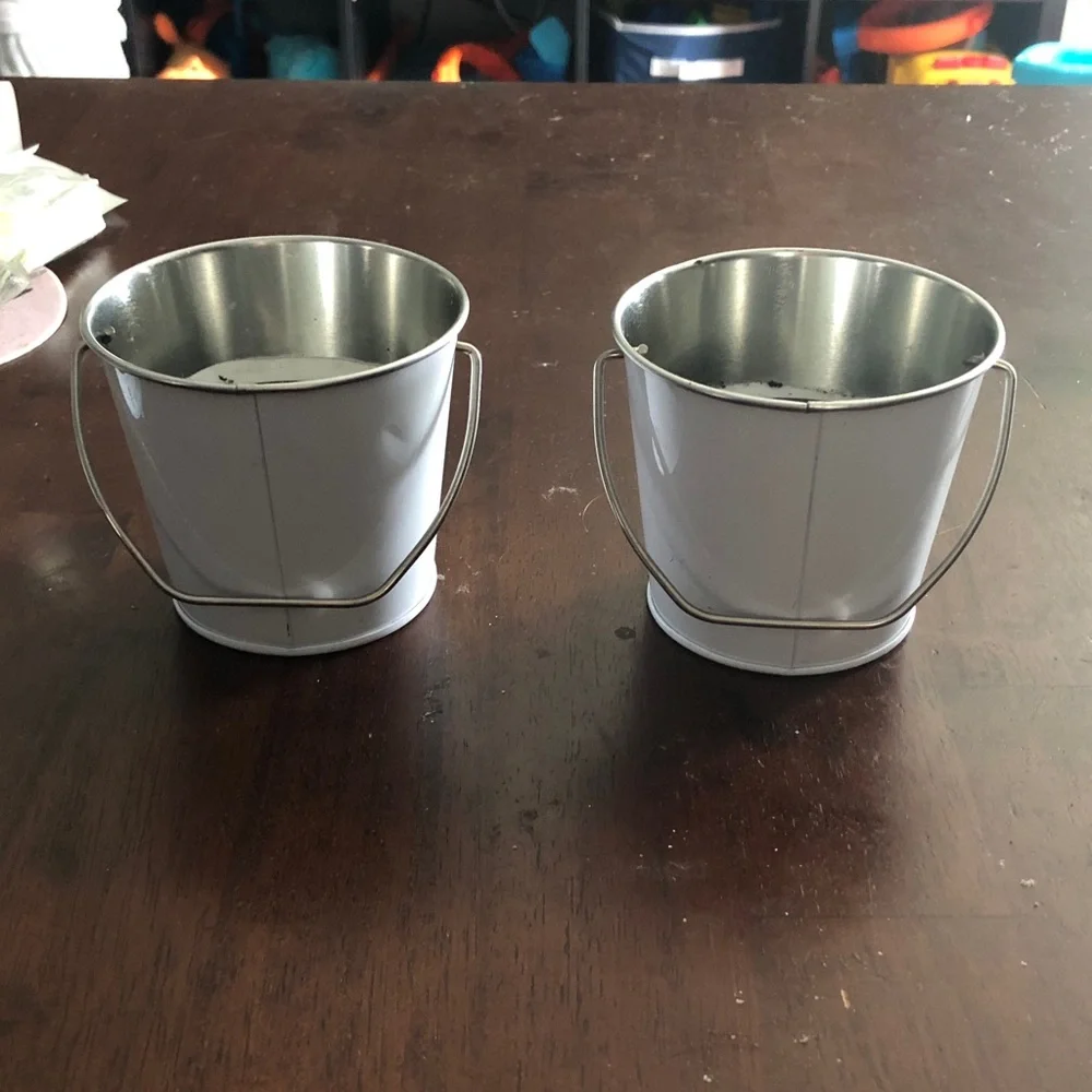 🛍️ Set of Two Skull Face Candy Cone Candles Metal Buckets